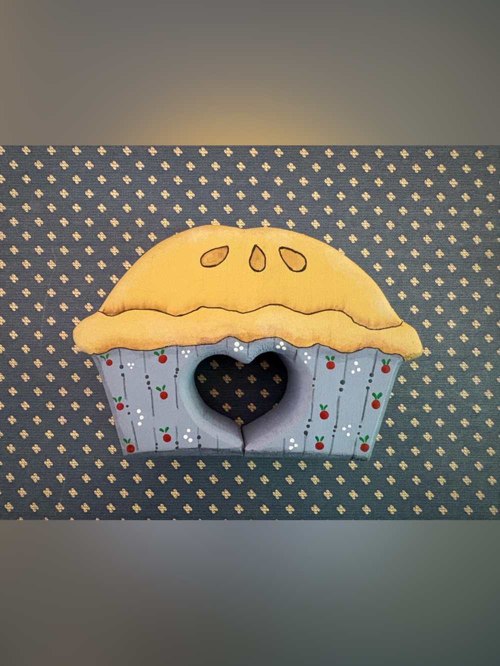 Hand-Painted Pie-Shaped Wooden Recipe Card Holder